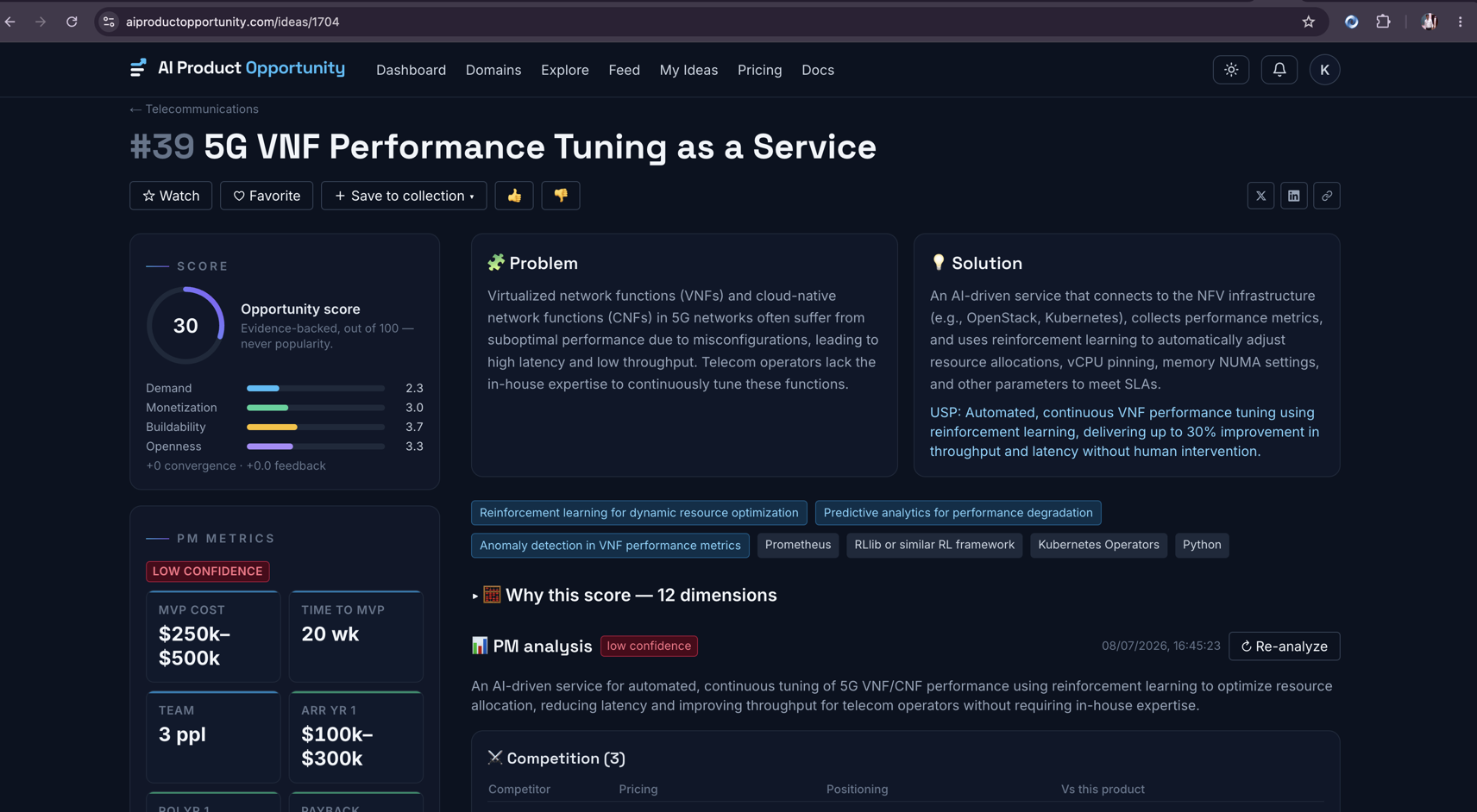 AI Product Opportunity — opportunity detail screenshot